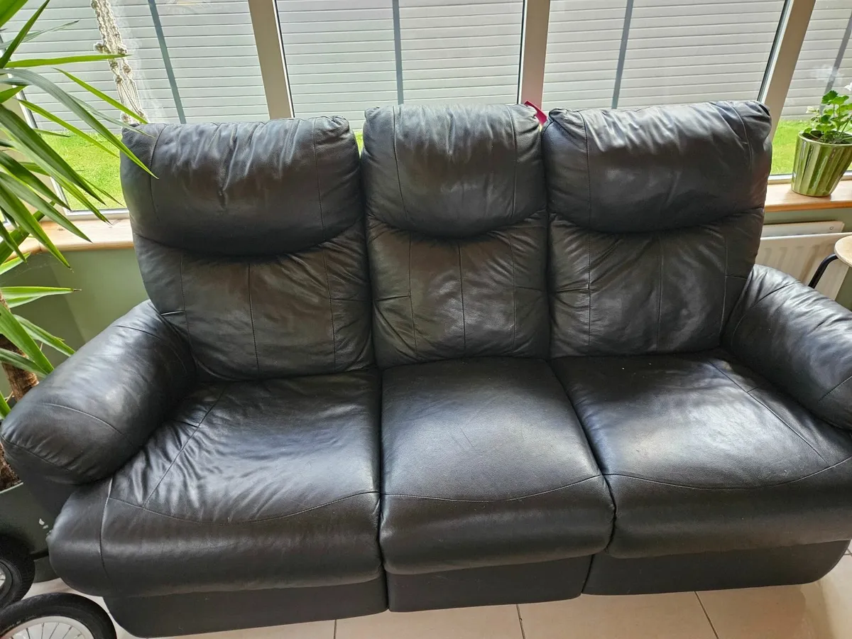 Free Leather couch 3 seater with armchair. - Image 1