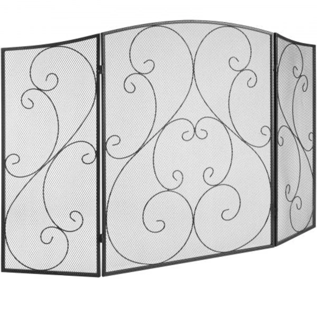 Fireplace Screen 3 Panel, Sturdy Iron Mesh Firepla
