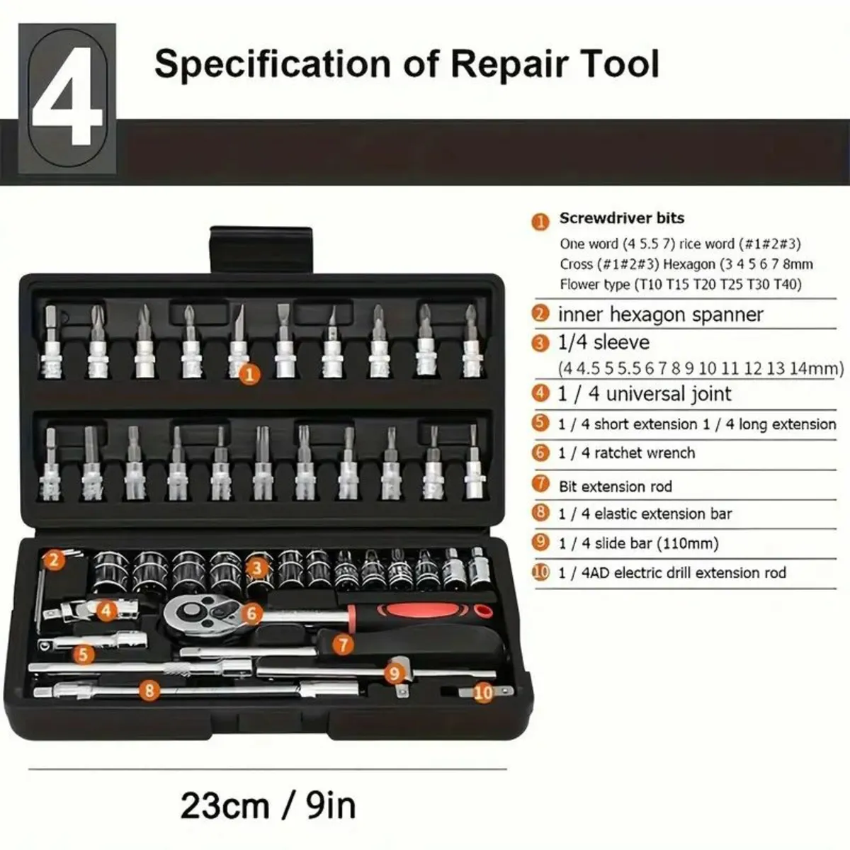 46-Piece Ratchet Wrench Set with Socket - Image 2