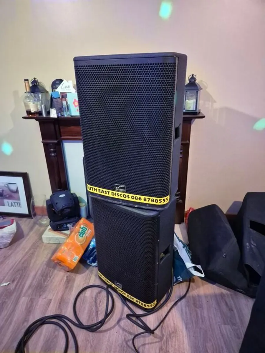 speakers amplifiers mixers flight cases generator mixture of all sorts can sell separately reasonable offers excepted American audio bass bins are heavy ideal for club house house bars band practice room jbl prx 635 with crown amplifier  inside  with cove - Image 1