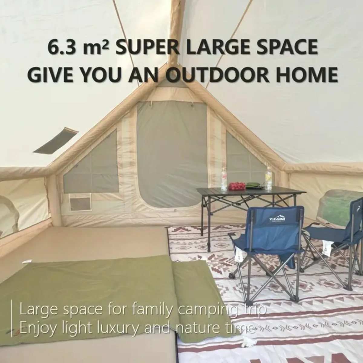 Extra-Large Inflatable Camping Tent for 3-4 People - Image 1