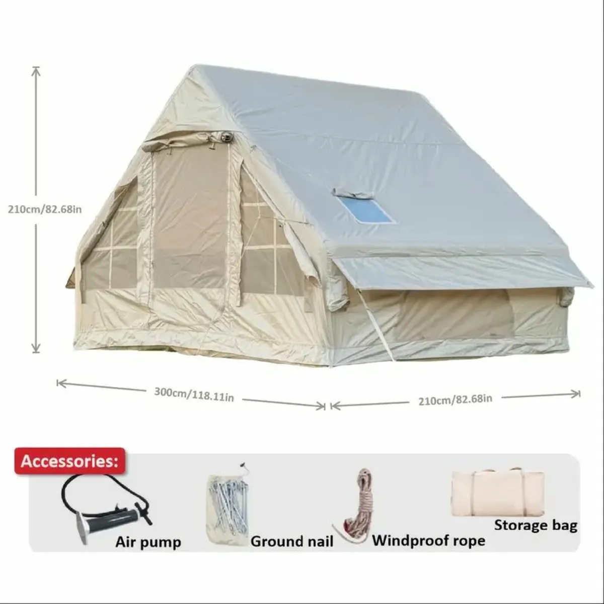 Extra-Large Inflatable Camping Tent for 3-4 People - Image 4