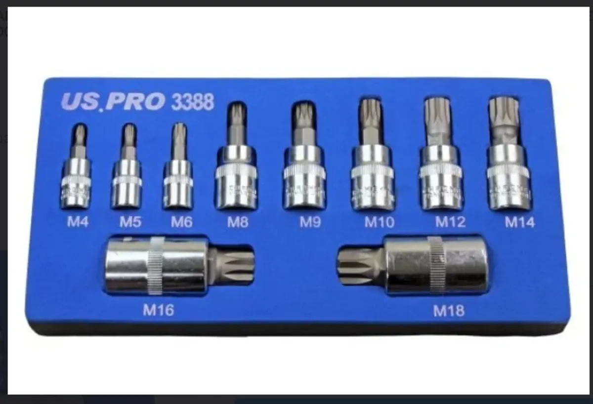 US PRO 10 Piece Triple Square Bit Sockets in Eva T