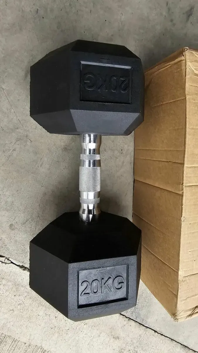 Two 20kg each rubber hex dumbbells, brand new. - Image 2