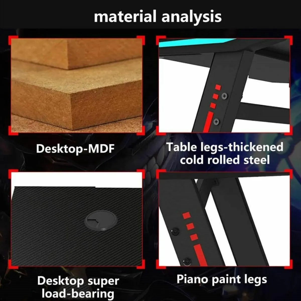 Gaming desk office desk led lights brand new - Image 4