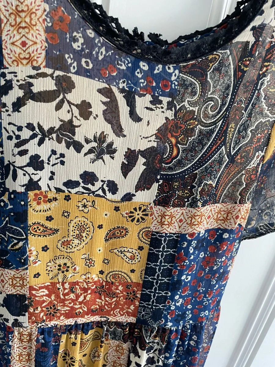 Ladies Summer Paisley Chiffon Dress: Size 10 - Image 3