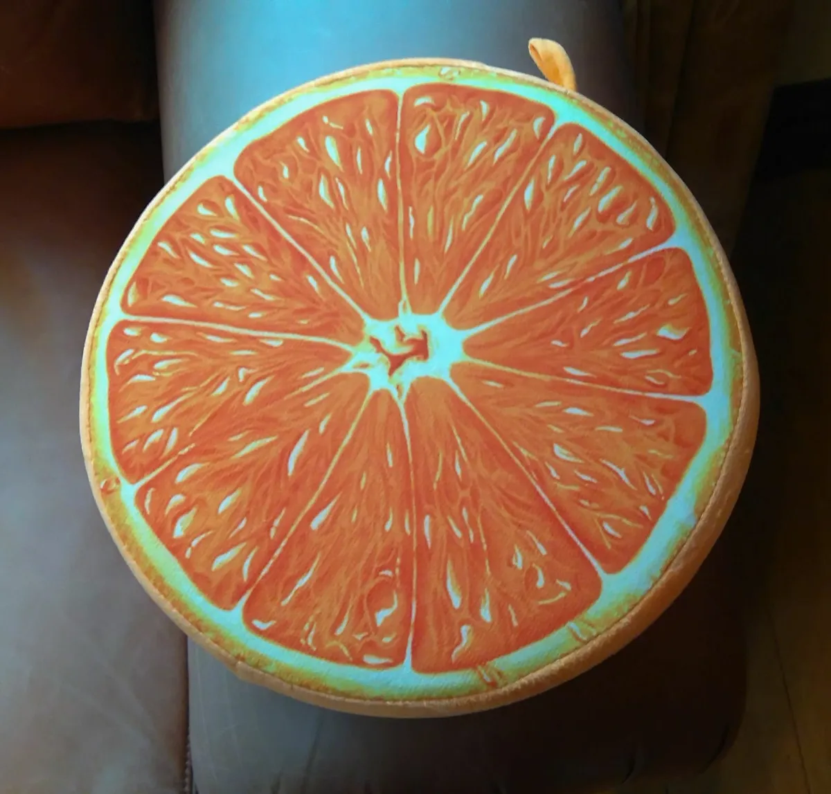 FLAT CUSHION, LOOKS LIKE A SLICE OF ORANGE (NEW). - Image 1