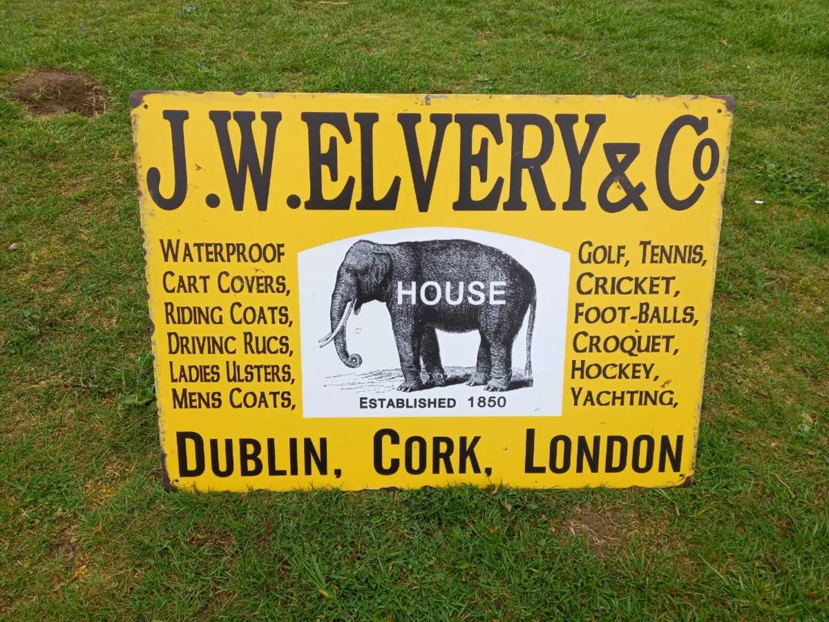 J.W Elvery & Co Large Tin Sign - Image 1