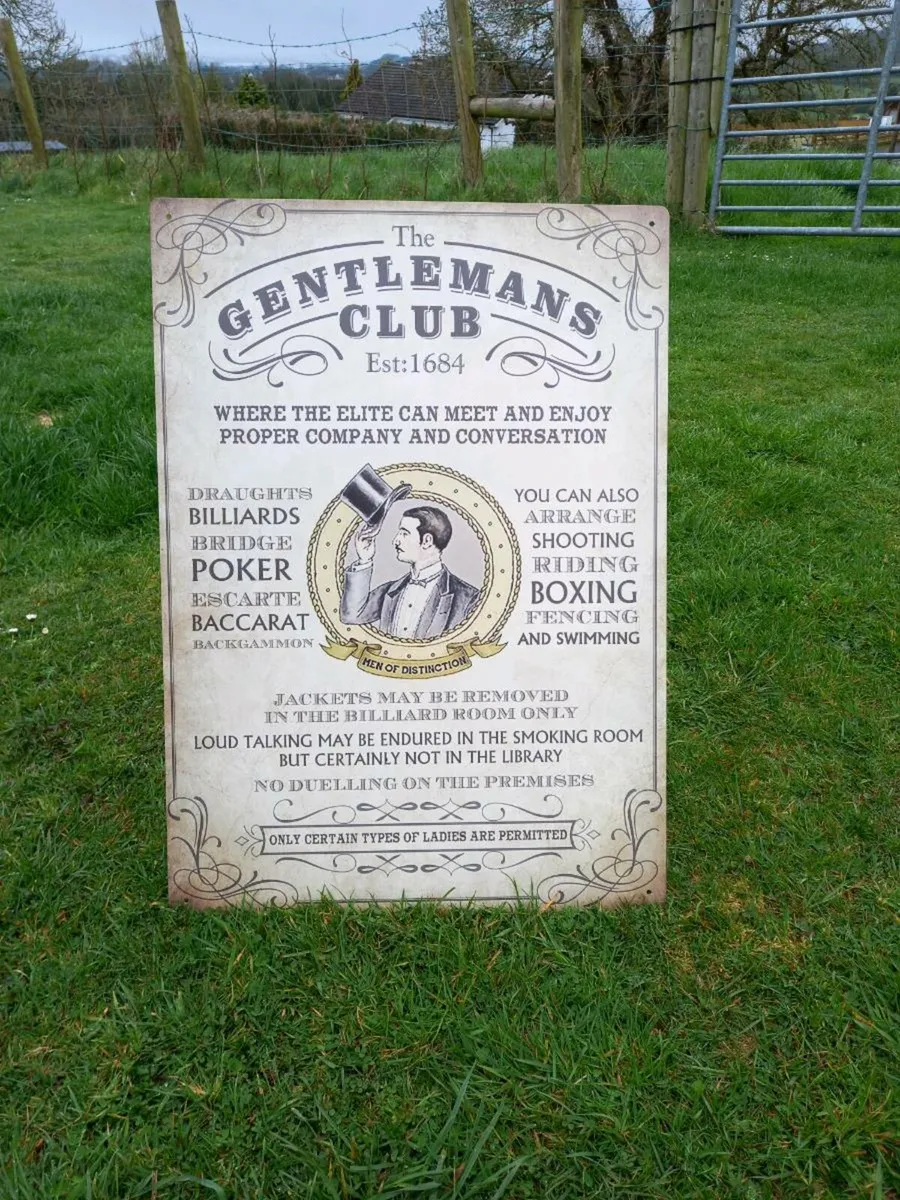 Gentleman's Club Large Tin Sign - Image 1