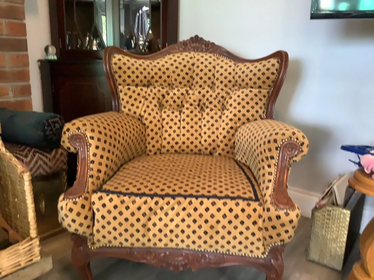 2 Identical antique chairs, just newly upholstered - Image 1