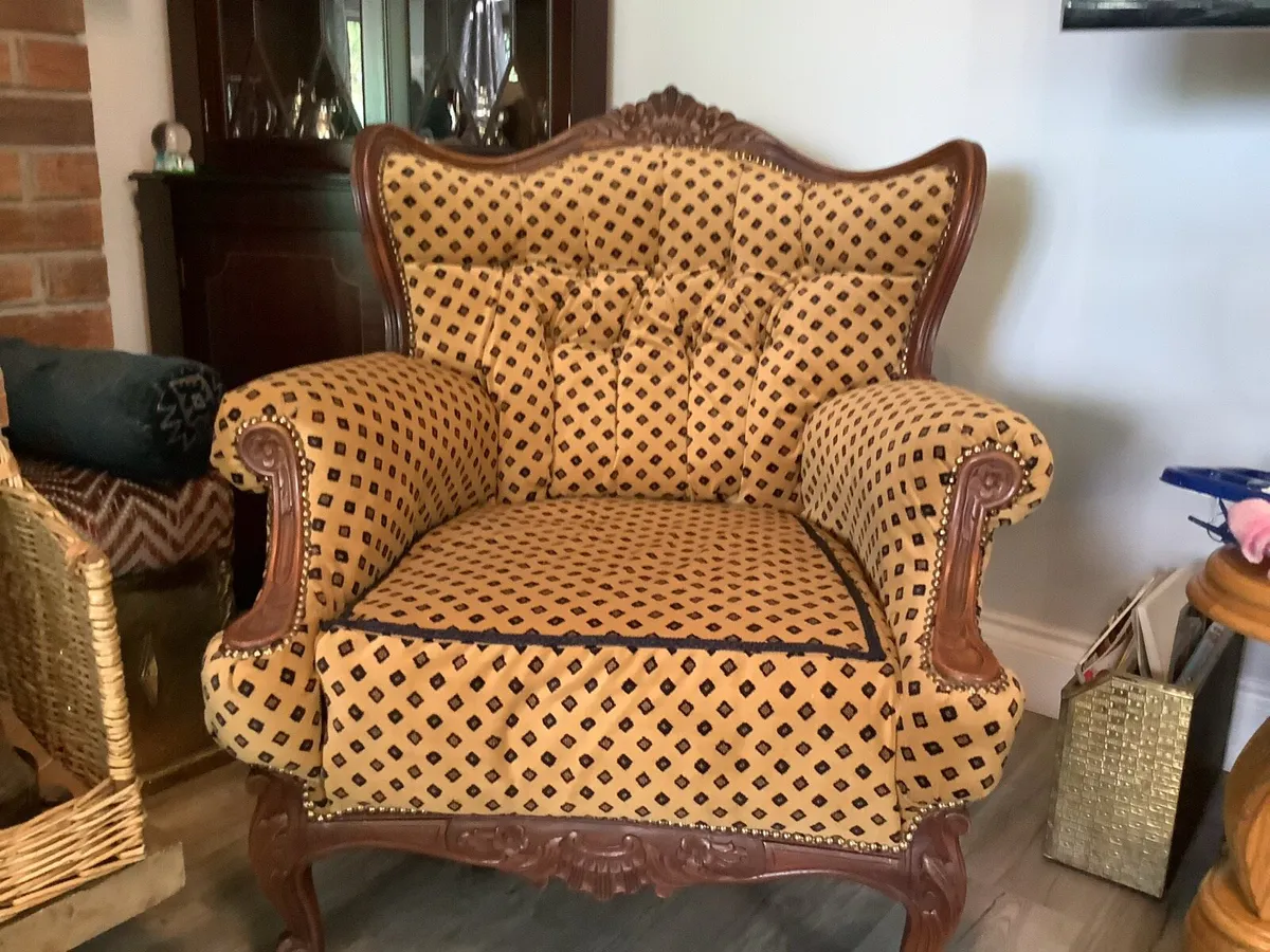2 Identical antique chairs, just newly upholstered - Image 2