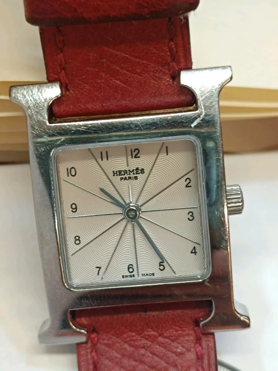 Hermes Watch HH1.210  Red Leather Strap - Image 1