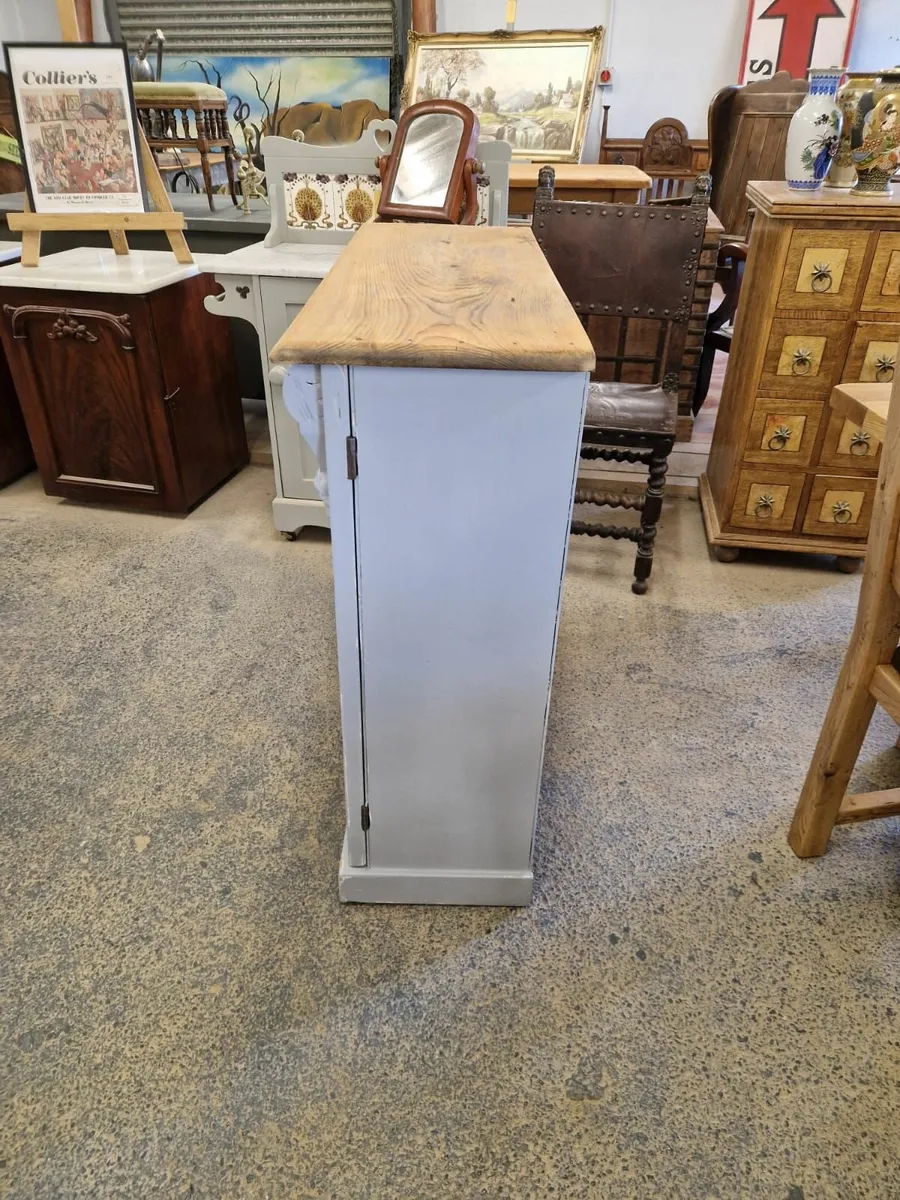Victorian pine press, cupboard, grey - Image 3