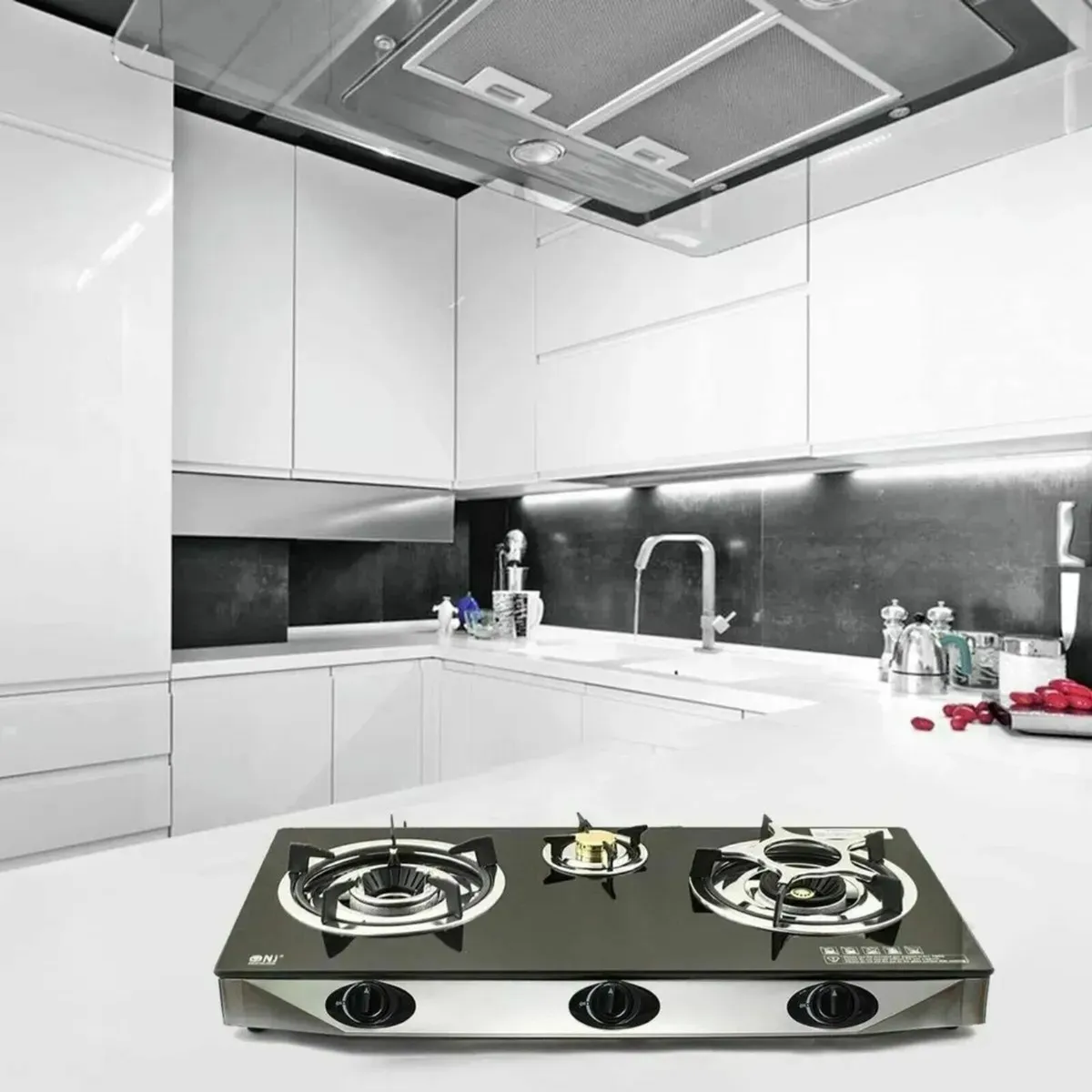 Indoor Gas Stove 2 Burners Hob Black Glass Cooker - Image 3