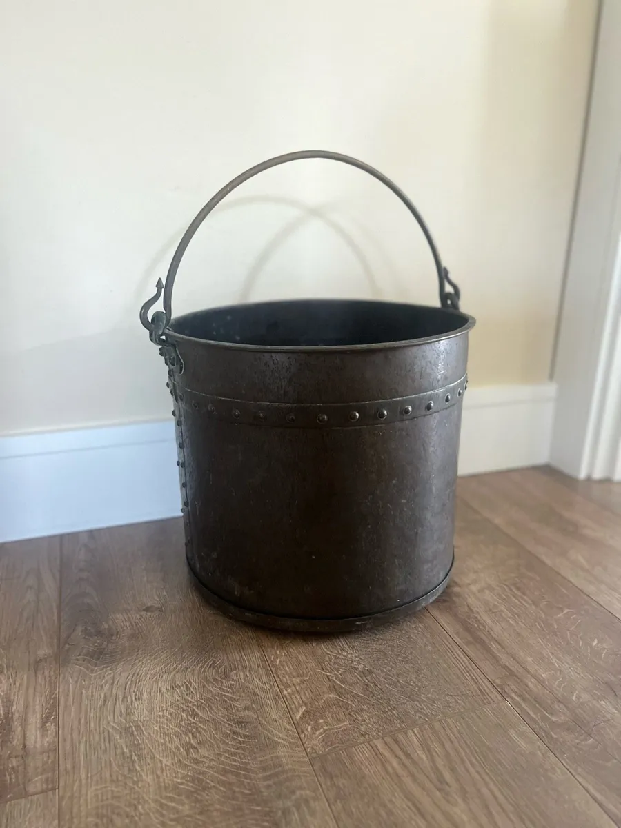 Antique French Copper Log Bucket - Image 2