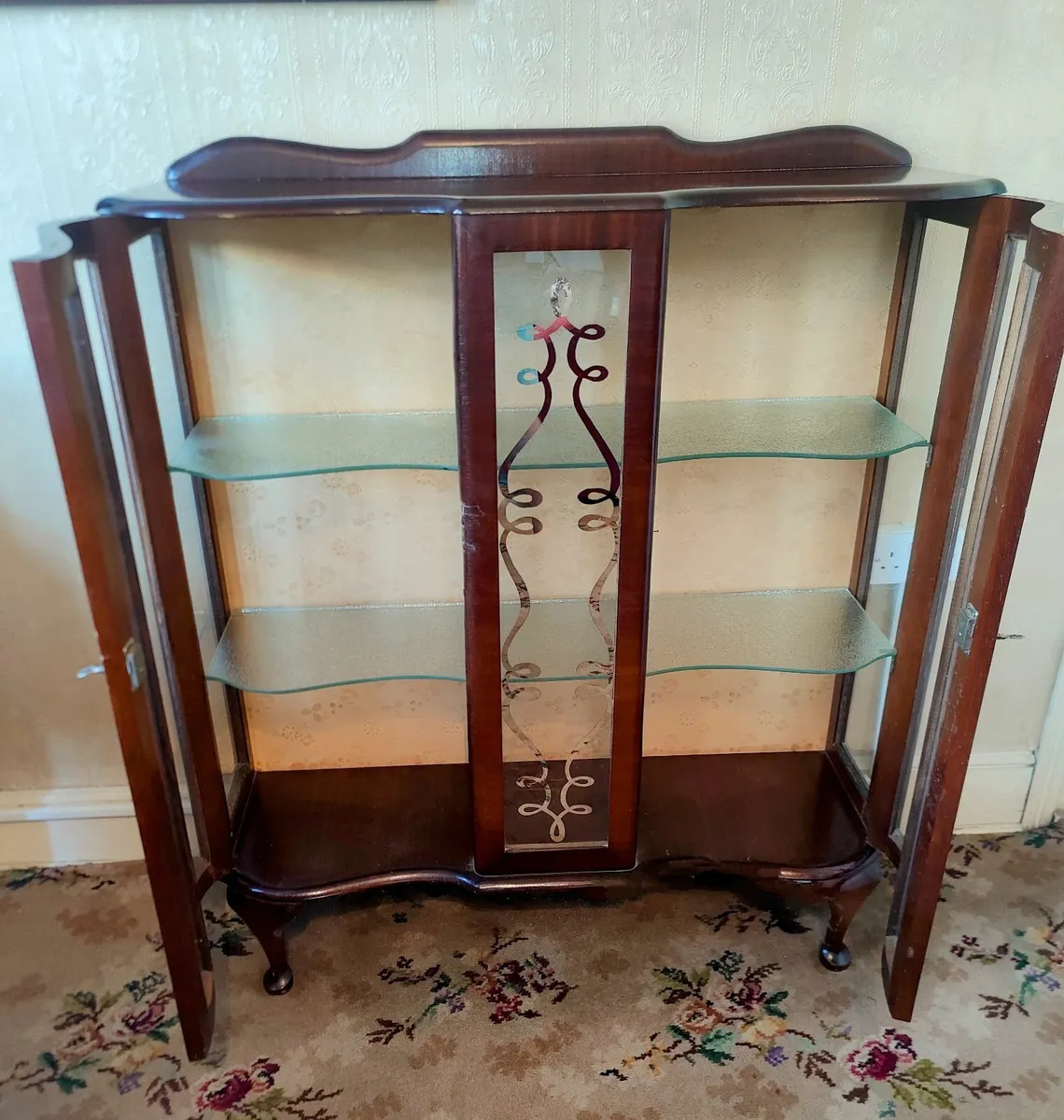Glass Mid Century Display Drinks China Cabinet - Image 1
