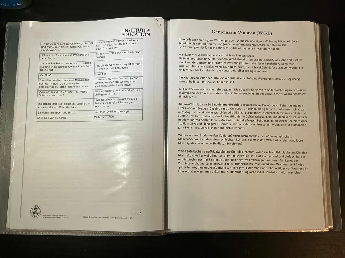 LC German Notes (Institute of Education and Home) - Image 4