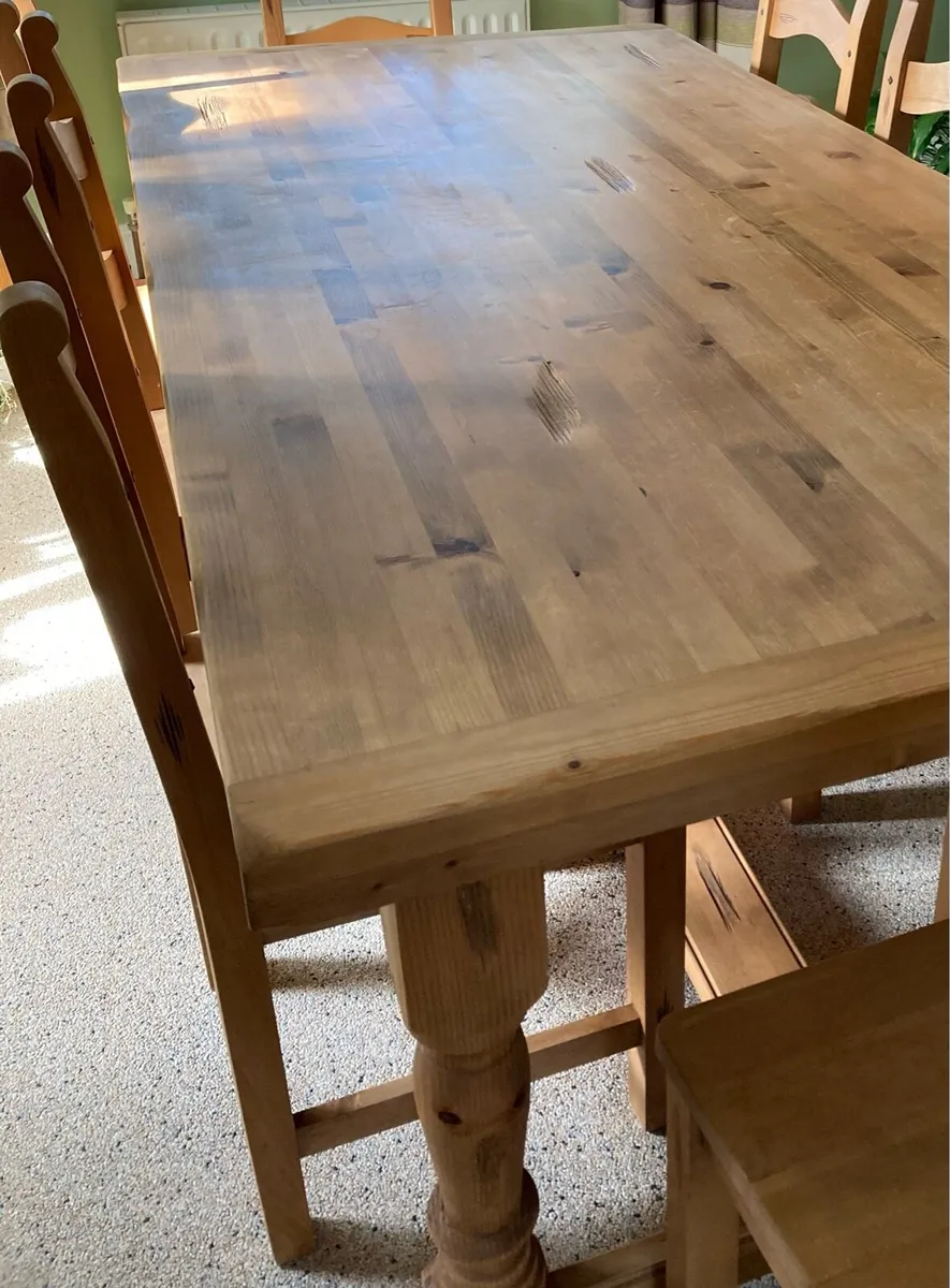 Wooden table & 8 chairs - Image 1