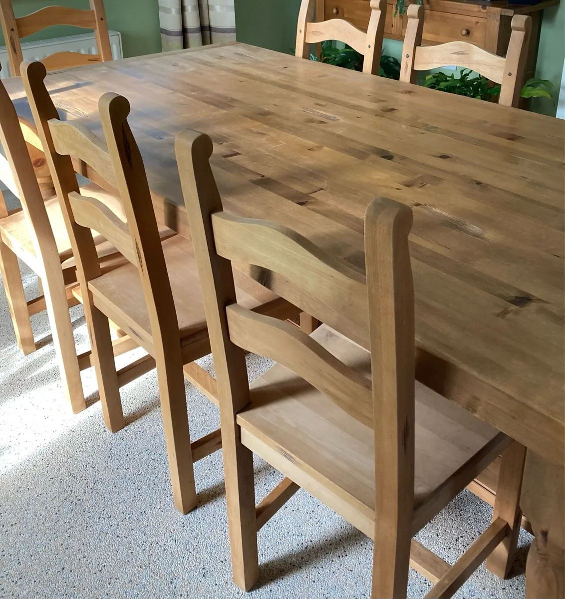 Wooden table & 8 chairs - Image 2