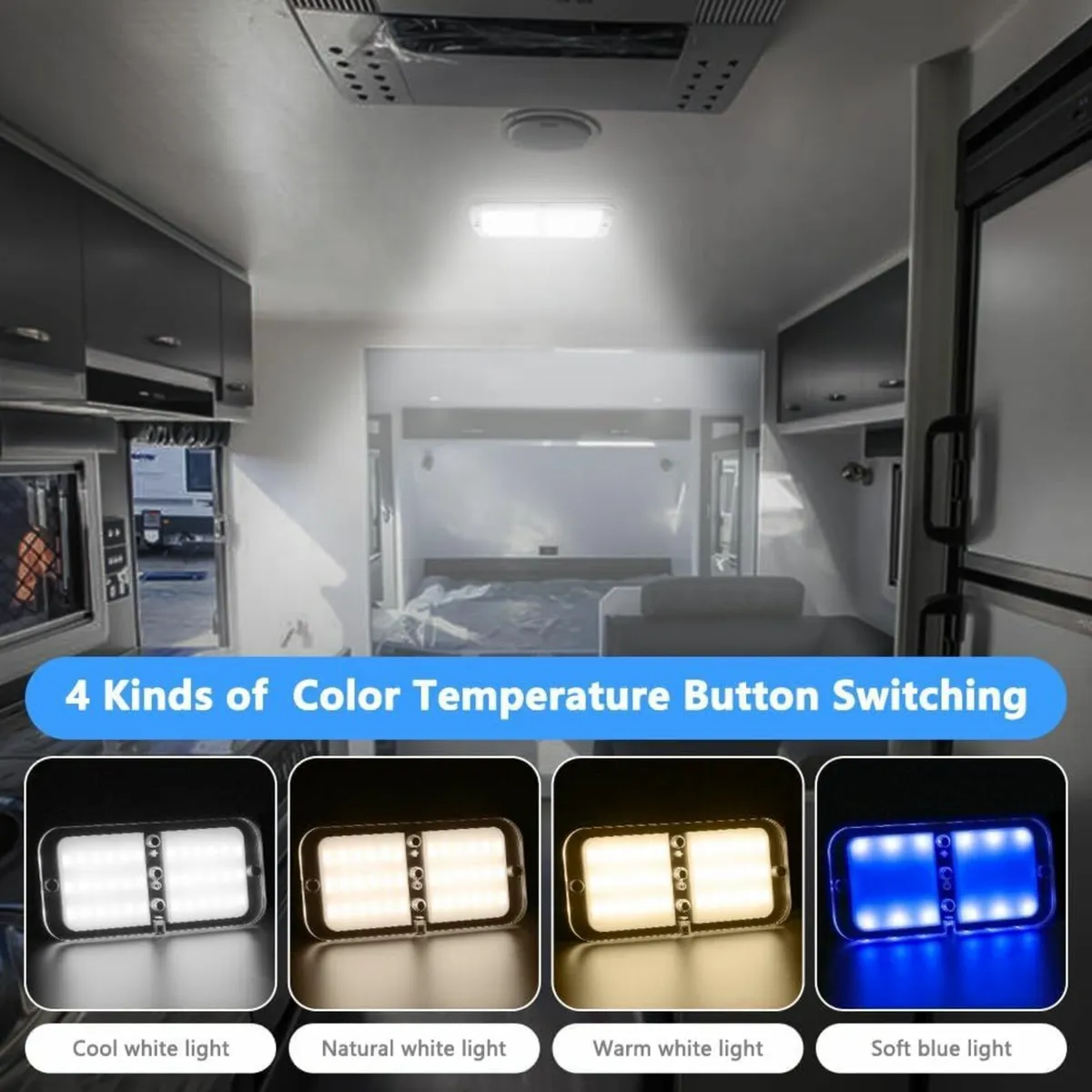 LED Ceiling Light, RV Lights Interior, with Remote - Image 1
