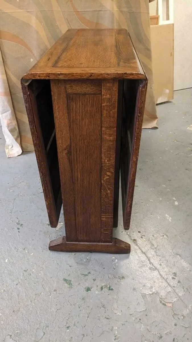 Vintage Solid Oak Drop Leaf Table - Image 2