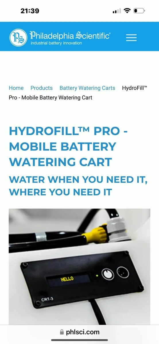 Hydrofill Pro Mobile Battery Watering Cart £120+VA - Image 2