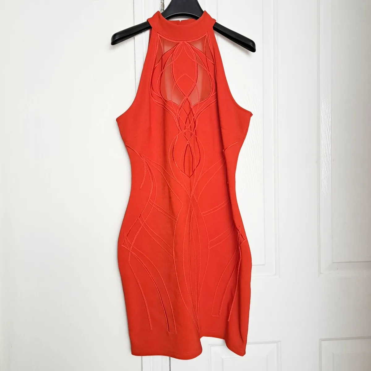 Lipsy Red Halter Mini Bodycon Dress 14UK/42EU - Image 1