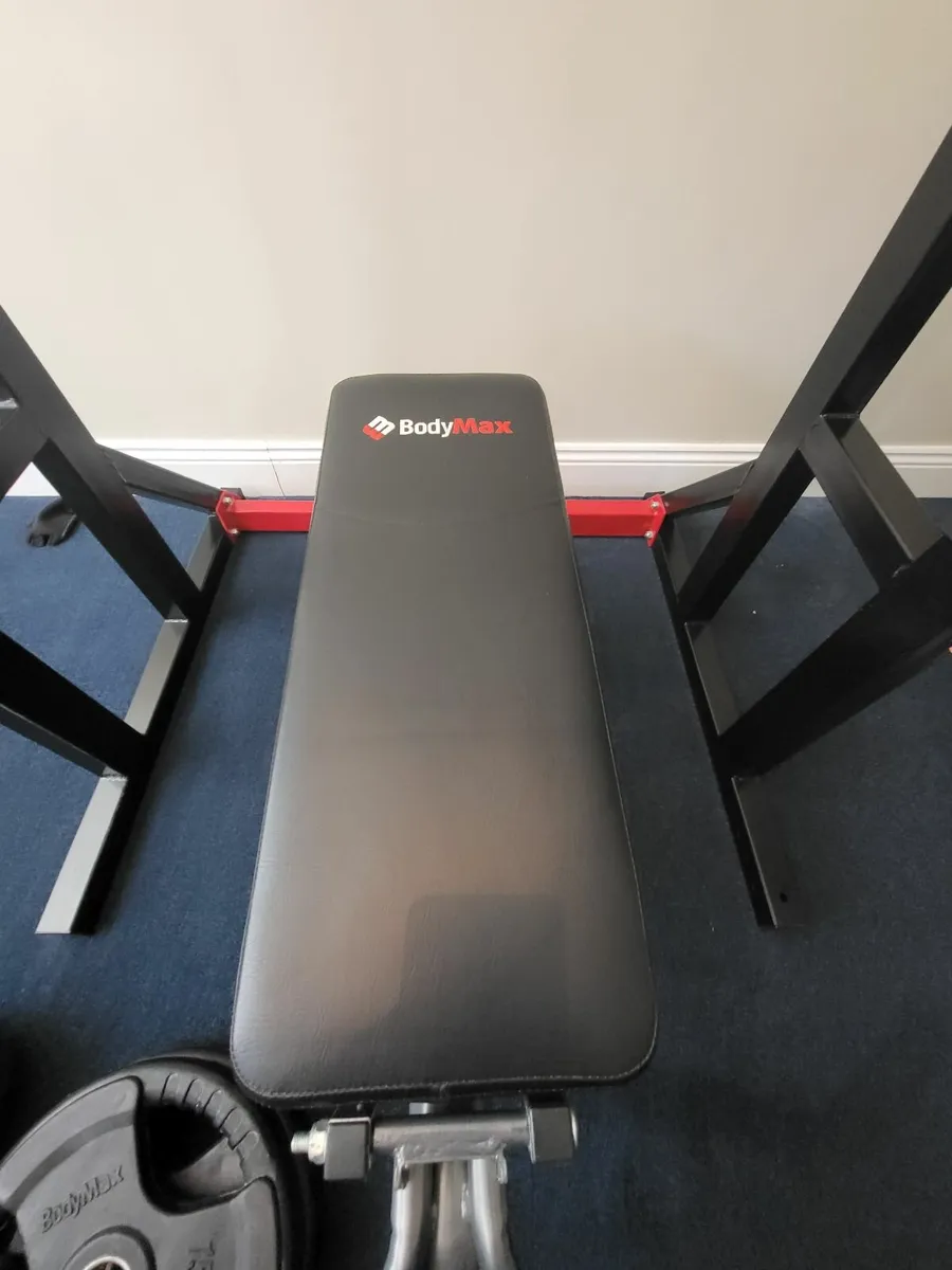 Bodymax weights, bench, barbell, squat and dip rac - Image 2