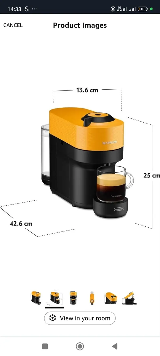 Nespresso vertuo Pop (yellow) & Frother - Image 4
