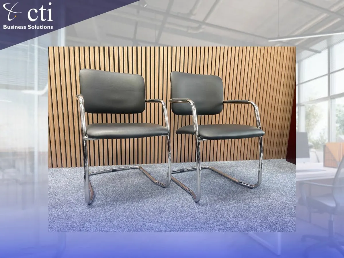 20 x Black Cantilever Meeting Chairs - Grade A - Image 2