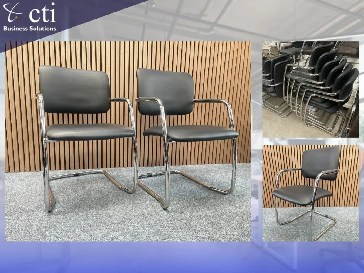 20 x Black Cantilever Meeting Chairs - Grade A - Image 1