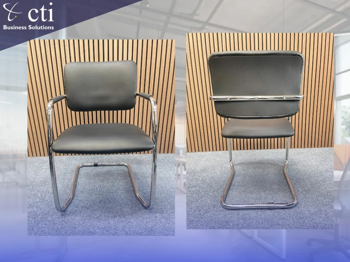 20 x Black Cantilever Meeting Chairs - Grade A - Image 3