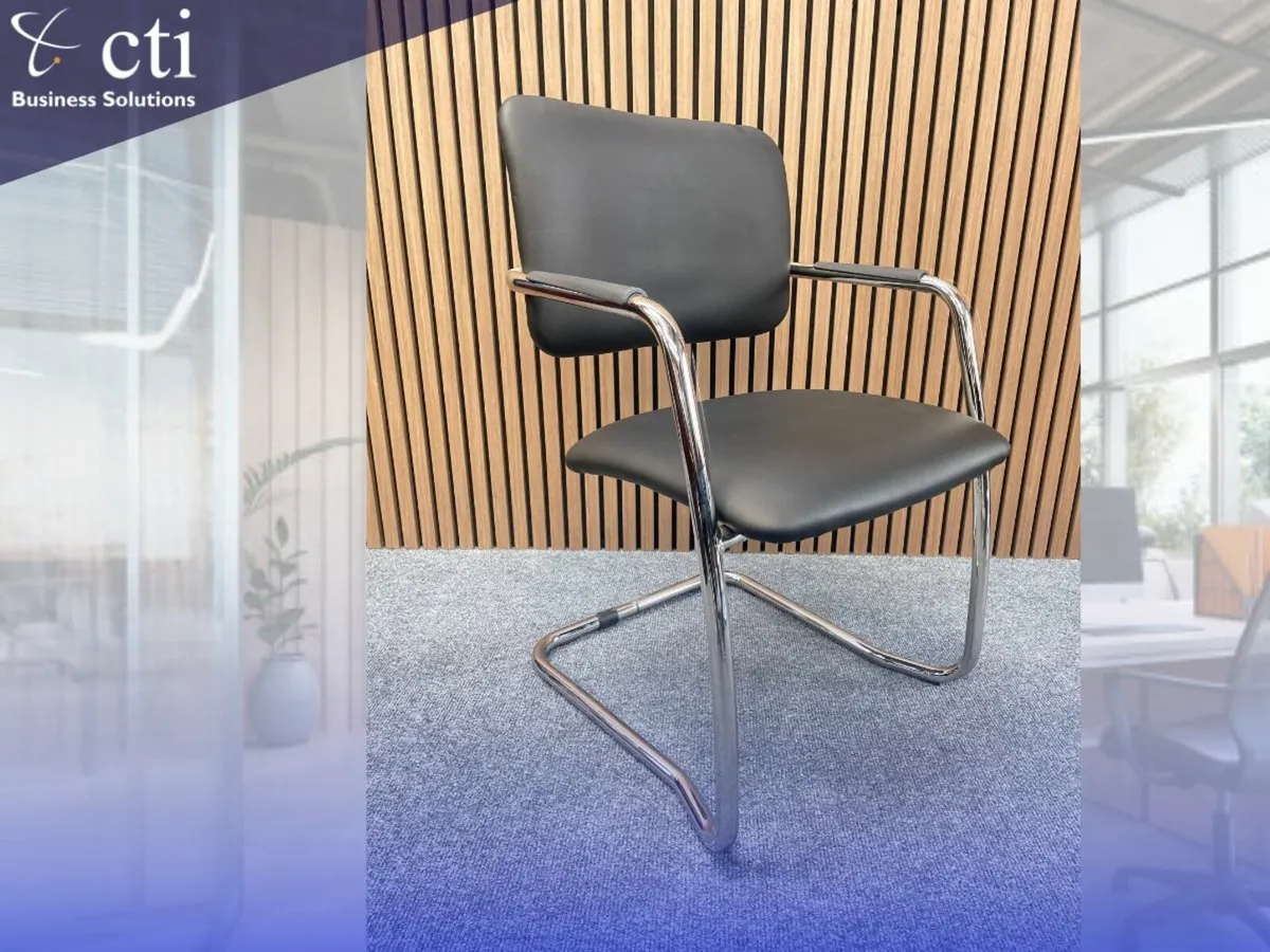 20 x Black Cantilever Meeting Chairs - Grade A - Image 4