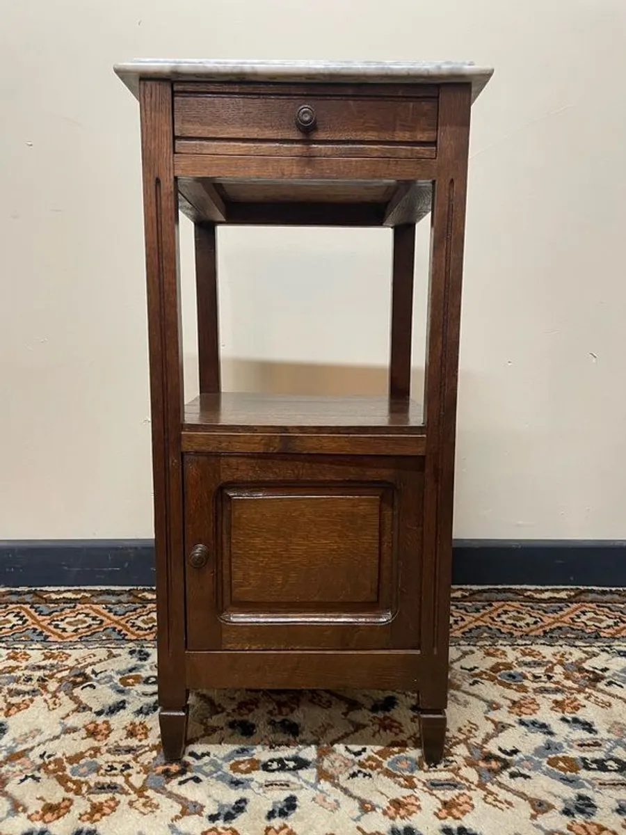 French Antique Oak Bedside Cabinet. - Image 1