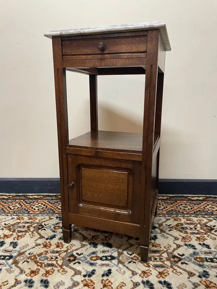 French Antique Oak Bedside Cabinet. - Image 2