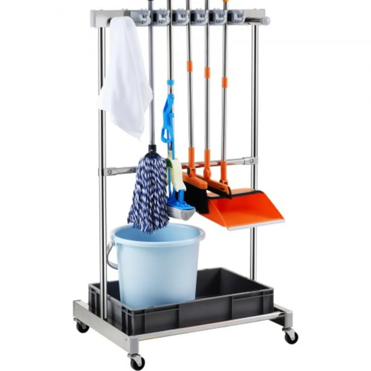 Garden Tool Organizer, 10 Slots with Hooks, Yard T