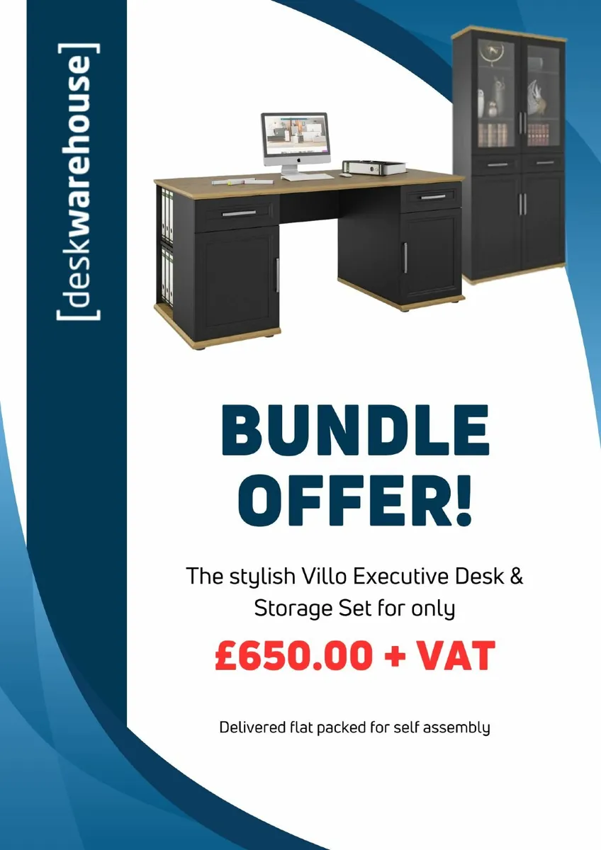 New Villo Executive Desk & Storage set £650 + VAT - Image 1