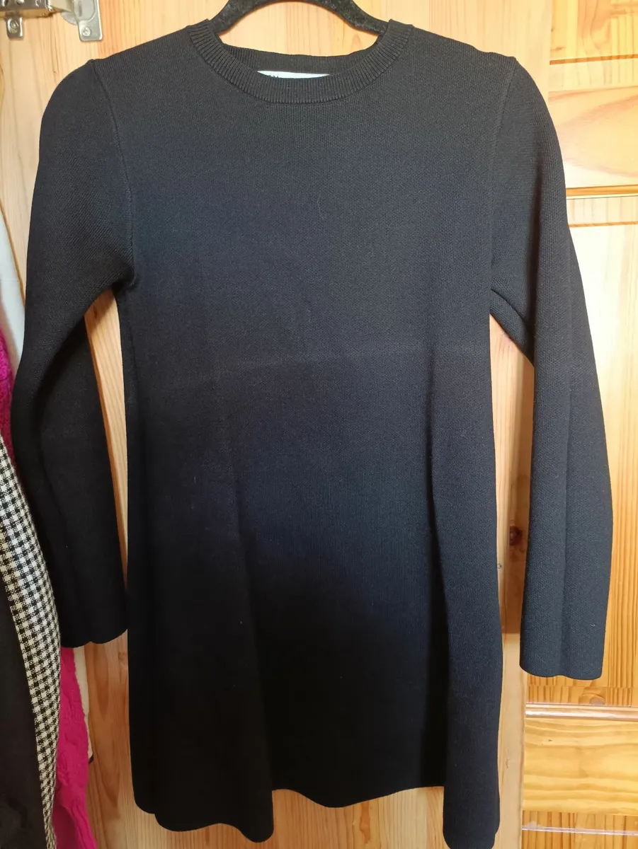 ZARA Winter Black Dress, Size S, with White Belt - Image 2