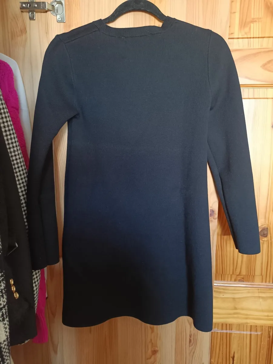 ZARA Winter Black Dress, Size S, with White Belt - Image 3