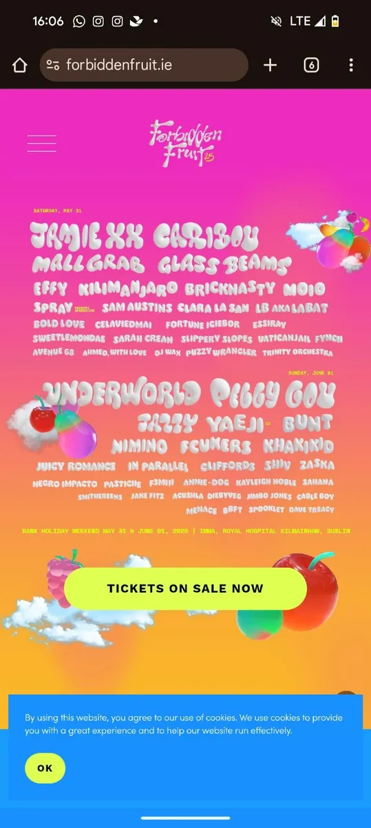 Forbidden fruit weekend tickets 2025 x2