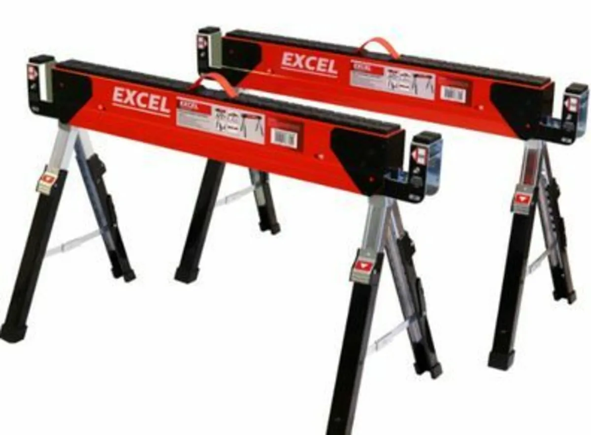 Excel 6288 Heavy Duty Steel Folding Sawhorse X 2 - Image 1