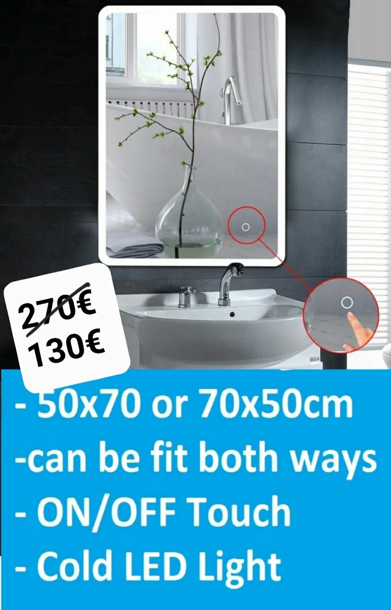LED Bathroom Mirror 50x70cm - Image 1