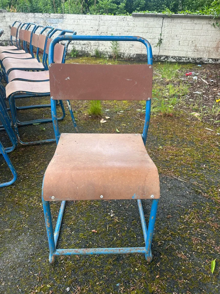 Adult size industrial vintage stacking chairs - Image 4