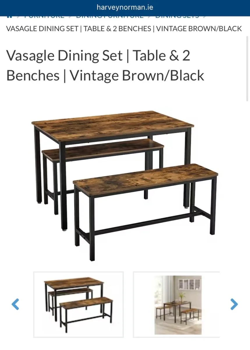 Dining table with two benches