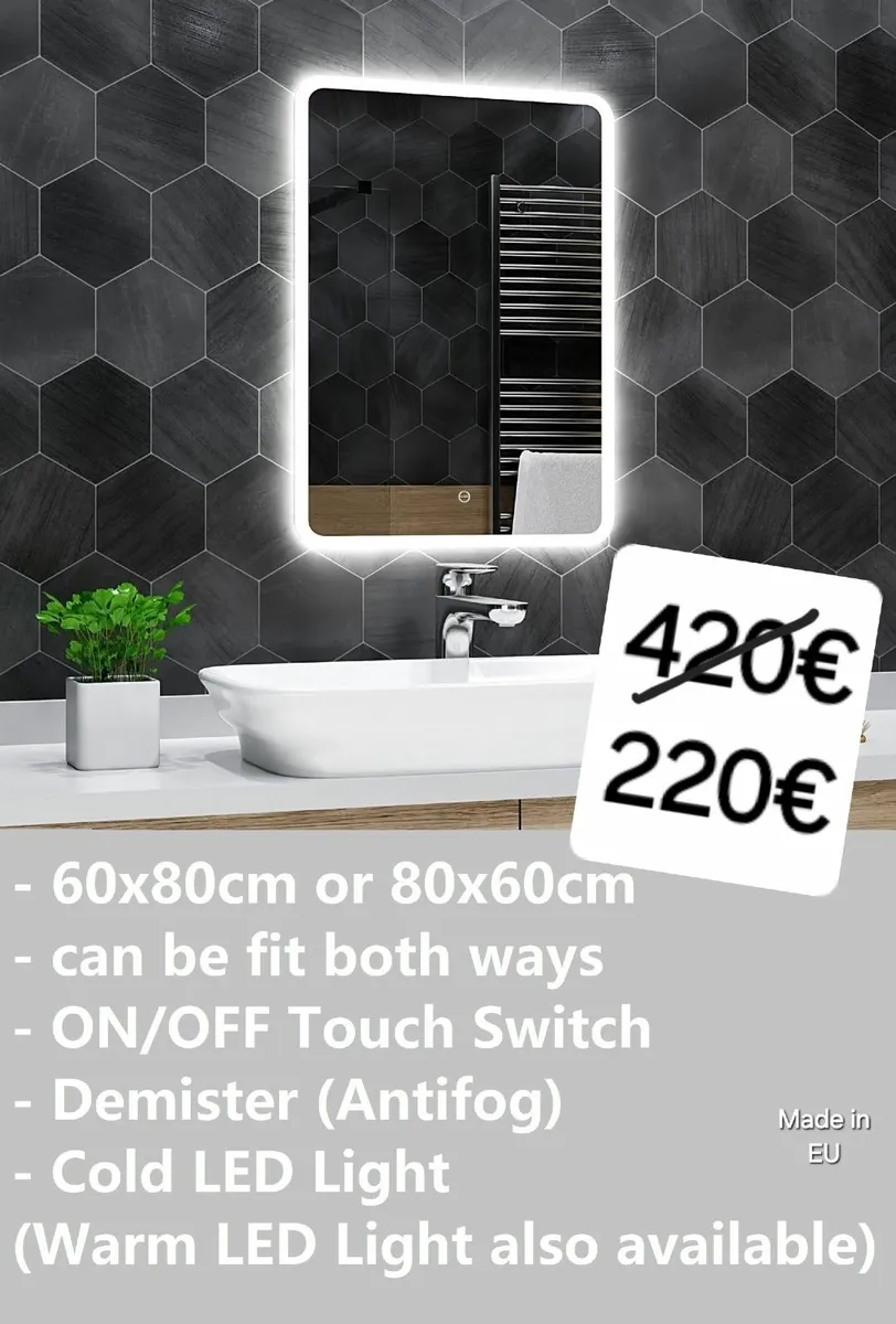 LED Bathroom Mirror 60x80cm - Image 1