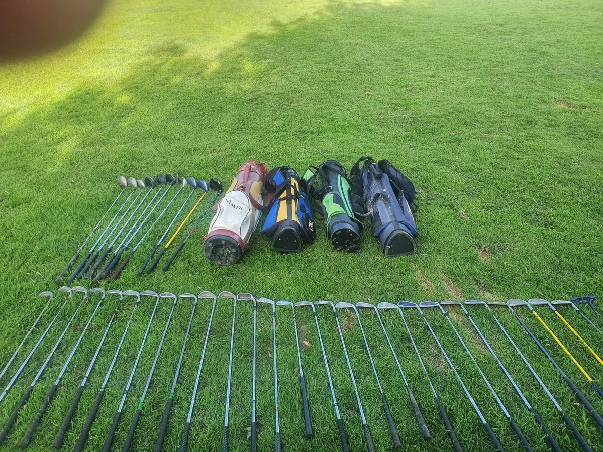 Mixed golf clubs and four bags (including Junior)