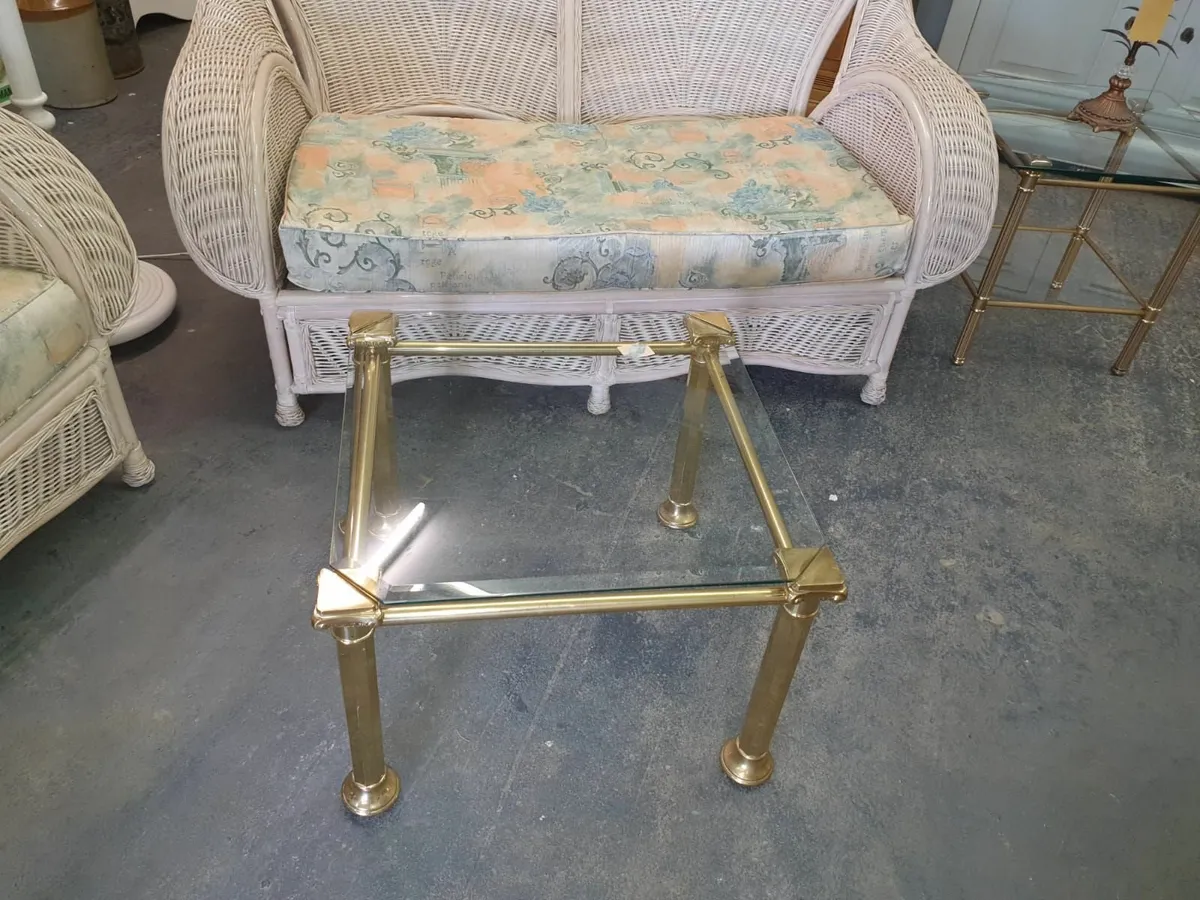Pair vintage, 1960s brass glass top side tables - Image 3