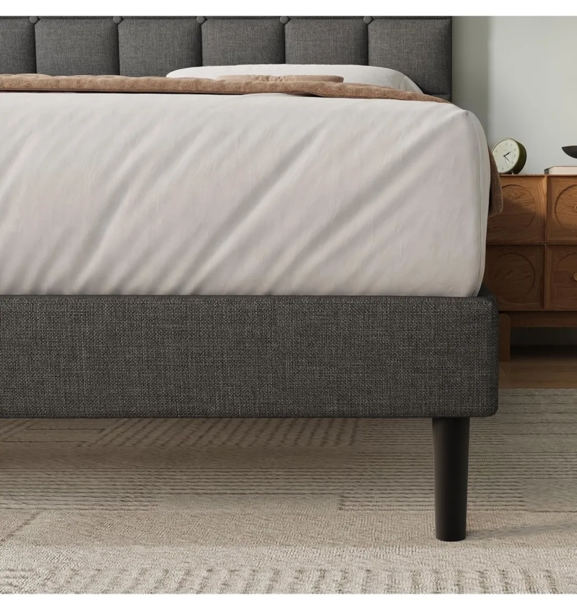 King Bed Frame, Easy Assembly, Sturdy Wooden Slat - Image 4
