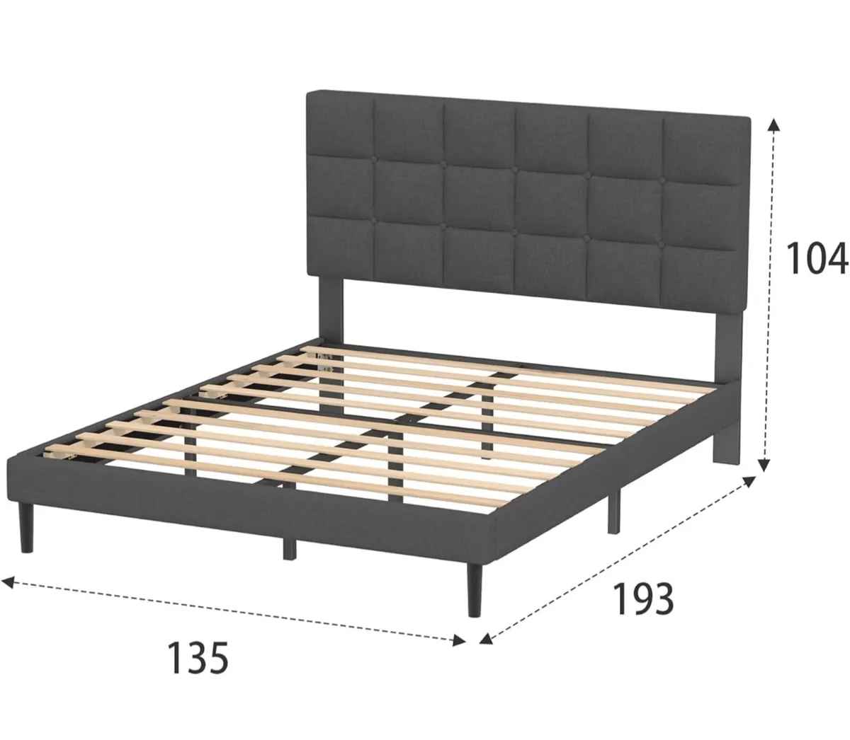 Double Bed Frame, Easy Assembly, Sturdy Wooden Sla - Image 2