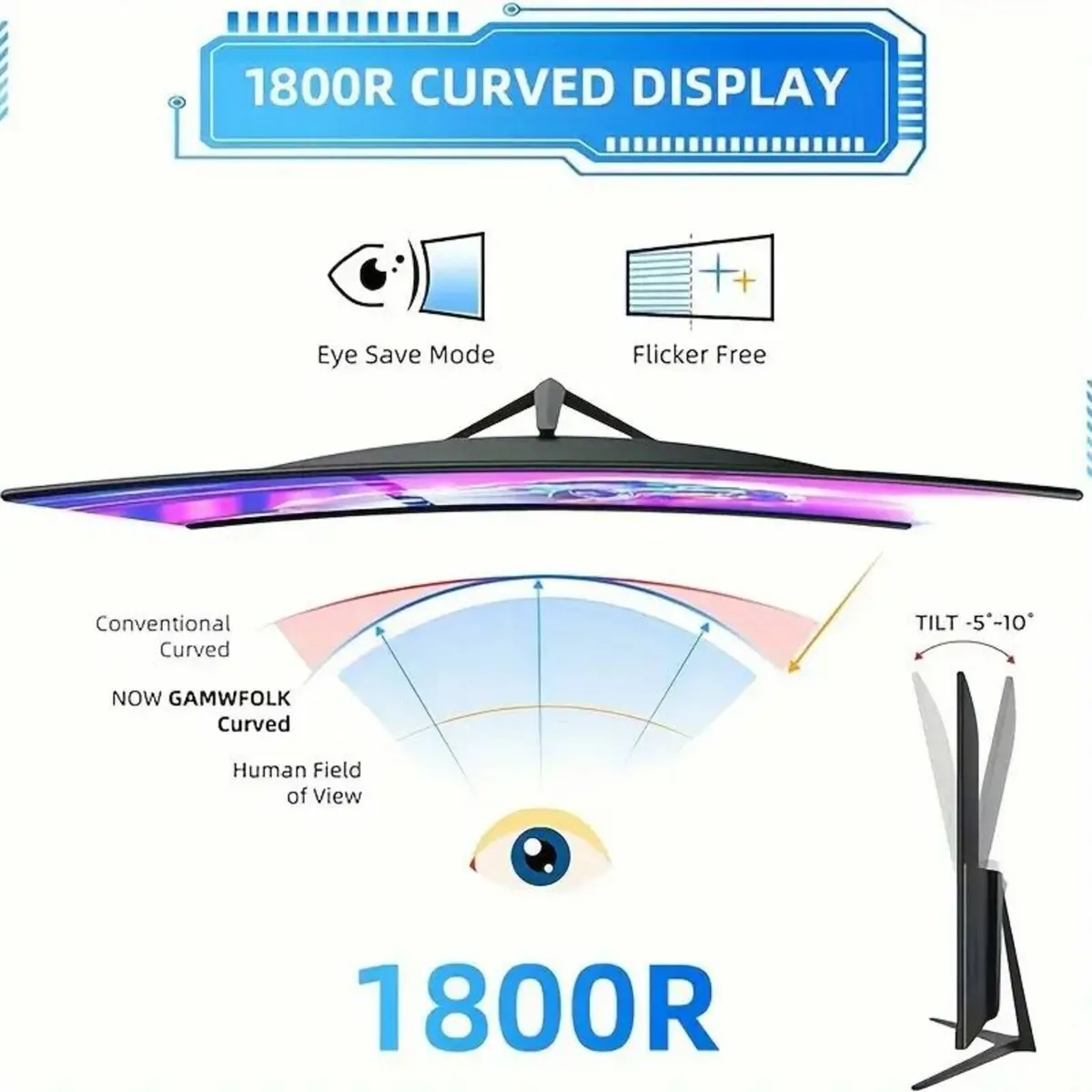32 Inch Gaming Monitor Curved 1K 180Hz - Image 4